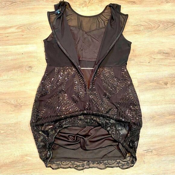 NWT SKY PLUS JET BLACK SEQUIN PEPLUM DRESS 2X - Picture 7 of 15